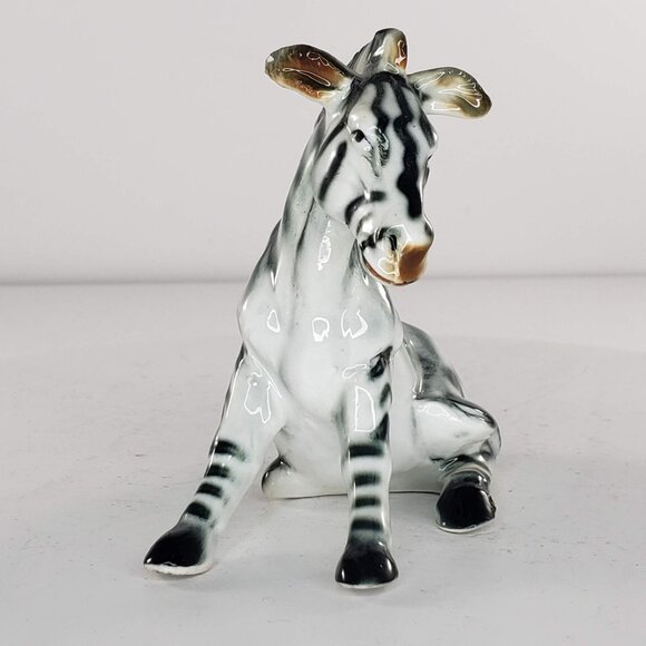 Vintage Bone China Zebra Sitting Figurine - Picture 3 of 9